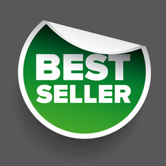 Best Seller round sticker or label green