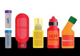 Bottles of ketchup, mayonnaise and mustard vector