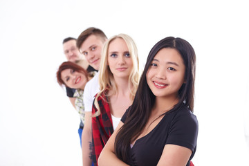 group of happy young friends