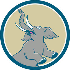 Elephant Prancing Circle Cartoon