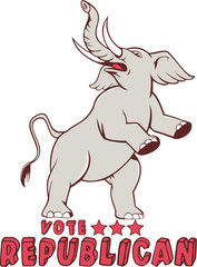 Vote Republican Elephant Mascot Cartoon