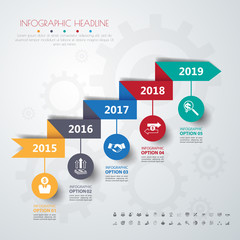 Fototapeta premium timeline infographics with icons set.