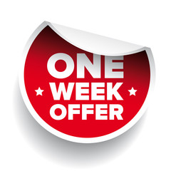 One Week Offer label red vector