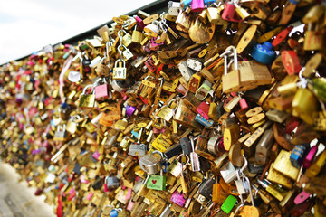 Love lock on a bridge in Paris.