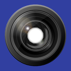 Realistic camera lens with the shutter open.