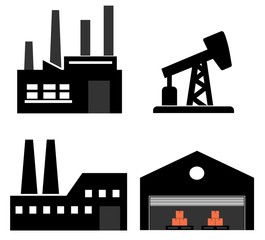 Bâtiments industriels en 4 icônes