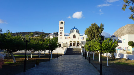 Fototapeta na wymiar church from perissa on greece santorini island