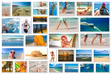 Summer beach vacation collage