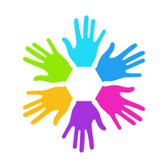 Vector modern colorful hands background.