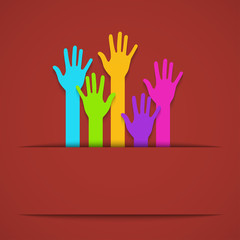 Vector modern colorful hands background. 