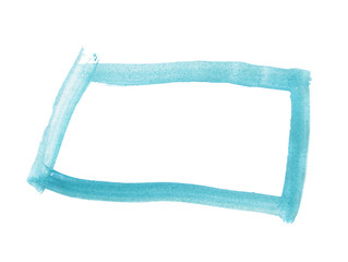 Rectangular frame turquoise hand-drawn in gouache