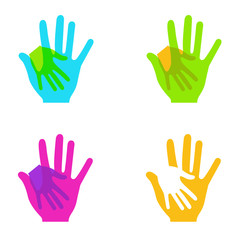 Vector modern colorful hands holding set on white