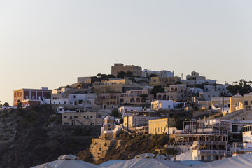 Town of Santorini at sunset