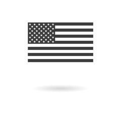 Dark grey icon for greyscale USA flag (official proportions) on