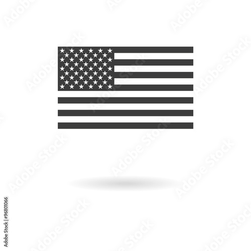 "Dark grey icon for greyscale USA flag (official proportions) on" Stock