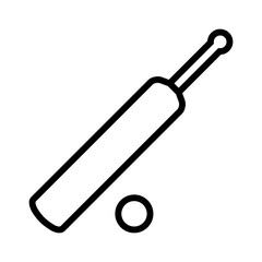 Cricket bat and ball line art icon for sports apps and websites