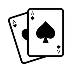 Blackjack poker cards with aces line art icon