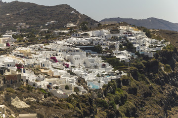 Villages on crater rim, Santorini, Greece