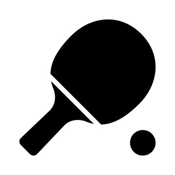 Ping pong table tennis paddle with ball flat icon