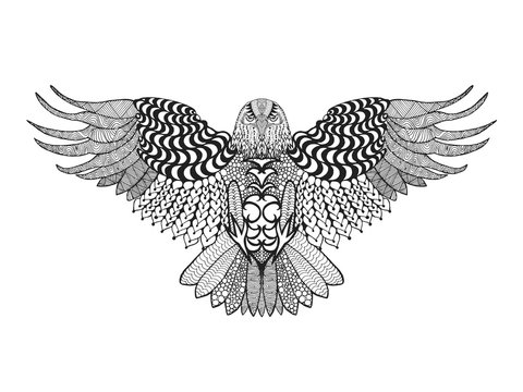 Zentangle stylized eagle.