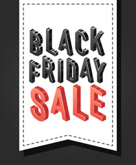 Black friday sale banner sign Isometric vector