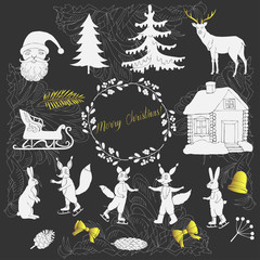 Christmas in forest silhouettes