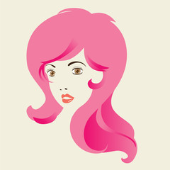 Woman Long Curly Hair. EPS10