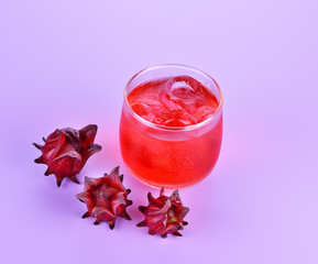 roselle mocktail drink with Hibiscus sabdariffa or roselle fruit
