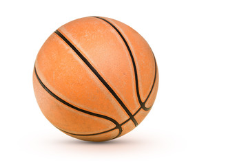 Isolated old basketball on white background