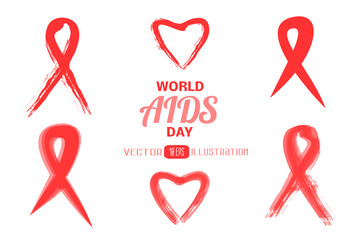 World AIDS Day. Red ribbon. Vector illustration 10 EPS