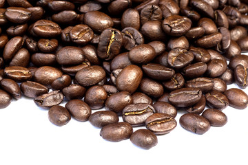 Roasted coffee beans.
