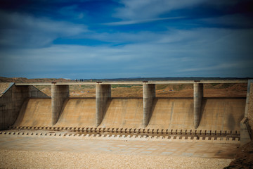 Huge dam in Iraqi desert near Kirkuk city, the dam recently constructed and not tested for water...