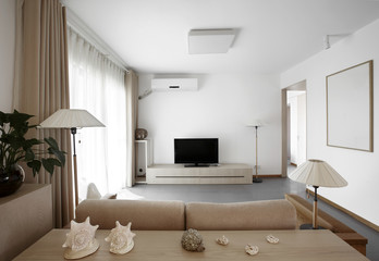 Clean and elegant home interior.living room