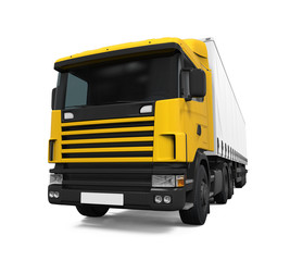 Yellow Cargo Delivery Truck