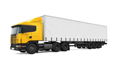 Fototapeta na wymiar Yellow Cargo Delivery Truck