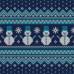 Winter Holiday Seamless Knitted Pattern. Nordic Sweater Design