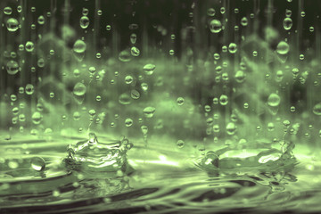 vintage  color tone of close up rain water drop falling  - obrazy, fototapety, plakaty