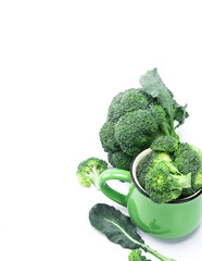 Fresh Broccoli on white background with copy space