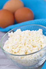Dairy products. Fresh cottage cheese and eggs