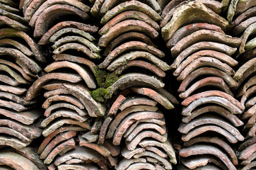 Heap of old greek roof tiles