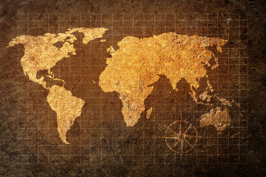 Fototapeta world map on grunge background