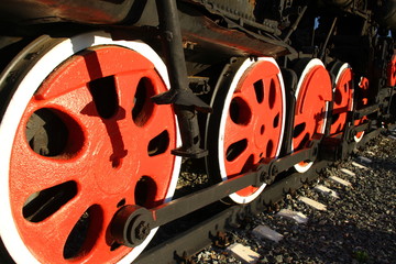 The wheels of the locomotive