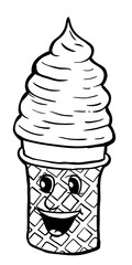 Cream cornet with smile
