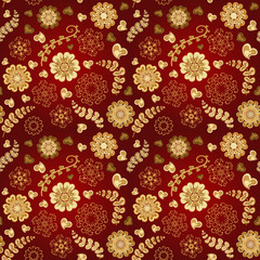 Floral seamless pattern with flowers. Copy square to the side and you'll get seamlessly tiling pattern which gives the resulting image ability to be repeated or tiled without visible seams