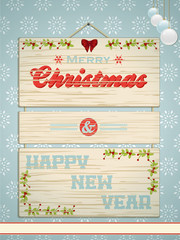 Wooden Christmas and New Year sign