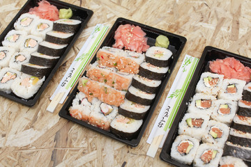 Sushi Box takeaway, Stock image