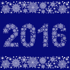 2016 New Year vector card with snowflakes