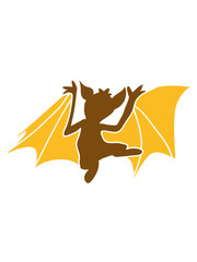 funny happy fluttering flying comic cartoon bat silhouette
