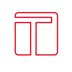 Vector initial letter T. Sign made with red line