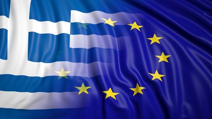 Greek and EU flags